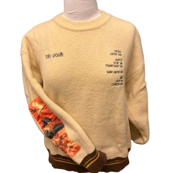 Van Gogh Pullover Sweater, M. Embroidered and Patch Art - Picture 2 of 16